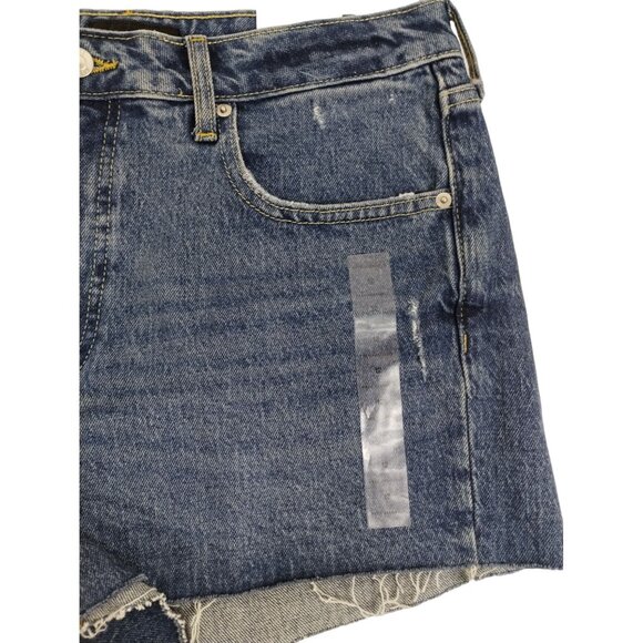 Free Assembly Womens 12 Cut Off Shorts 90s Style Blue Denim High Rise New - Picture 4 of 12